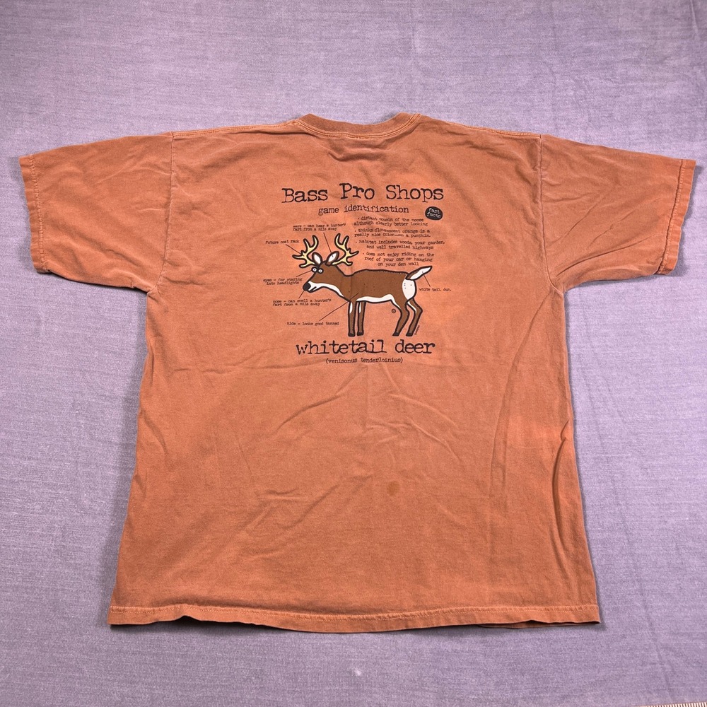 Bass Pro Shops Whitetail Deer Graphic Short Sleeve T-Shirt Mens XL Orange Cotton